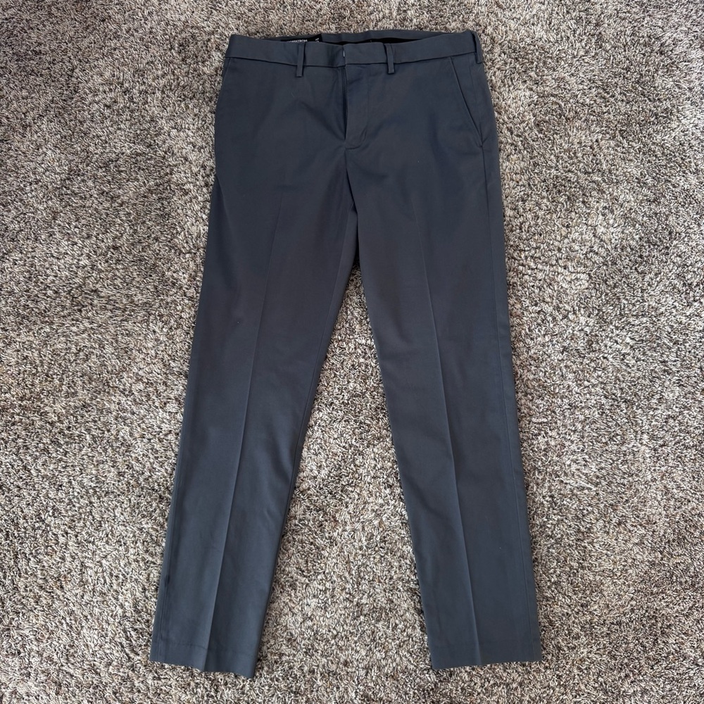 Nordstrom‎ Mens grey Slim Fit Non Iron Dress Pants 34Wx32L Cotton Blend